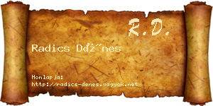 Radics Dénes névjegykártya